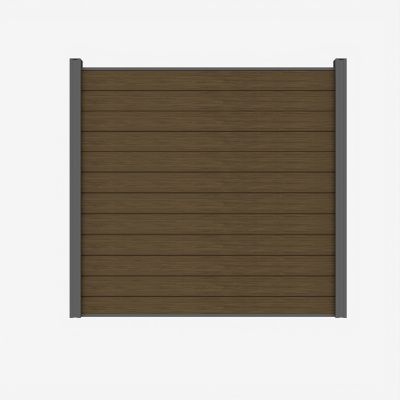 LH EP 6 ft. x 6 ft. 3D Embossed Wood Grain Brown WPC Composite Fence Panel with Bottom Squared Holders Post Kits, 1 set
