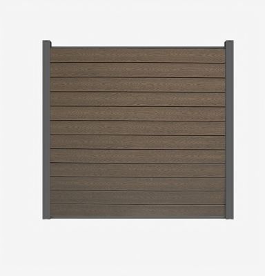 LH EP 6 ft. x 6 ft. 3D Embossed Wood Grain Brown WPC Composite Fence Panel with Bottom Squared Holders Post Kits, 1 set