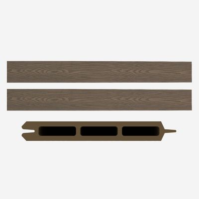 Image showing  6 x 6ft. 3D Embossed Wood Grain Brown WPC Composite Fence Panel with Bottom Squared Holders Post Kits, 1 pk.