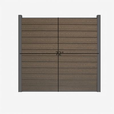 Image showing 5 th LH EP 6 x 6ft. 3D Embossed Wood Grain Brown WPC Composite Fence Panel with Bottom Squared Holders Post Kits, 1 pk.