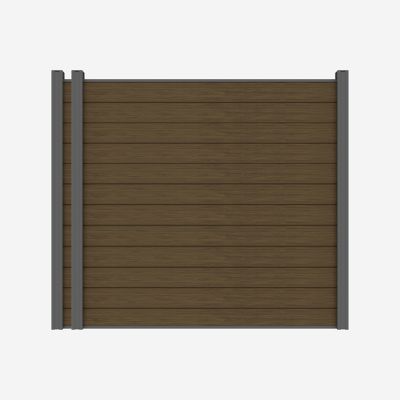 LH EP 6 ft. x 6 ft. 3D Embossed Wood Grain Brown WPC Composite Fence Panel with Bottom Squared Holders Post Kits, 2 set
