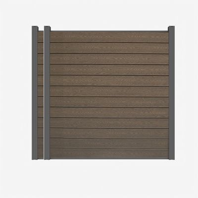 LH EP 6 ft. x 6 ft. 3D Embossed Wood Grain Brown WPC Composite Fence Panel with Bottom Squared Holders Post Kits, 2 set
