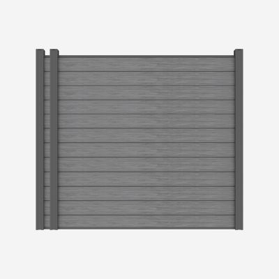 LH EP Complete Kit 6 ft. x 6 ft. 3D Embossed Wood Grain Gray WPC Composite Fence Panel & Pronged Holders and Post Kits, 2 set