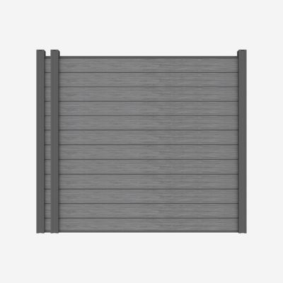 LH EP Complete Kit 6 ft. x 6 ft. 3D Embossed Wood Grain Gray WPC Composite Fence Panel w/Pronged Holders and Post Kits, 2 set