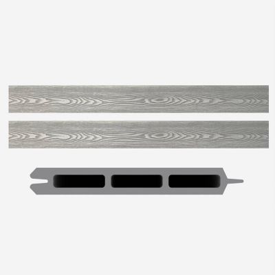 Image showing  6 ft. x 6 ft. 3D Embossed Wood Grain Gray WPC Composite Fence Panel with Bottom Squared Holders Post Kits, 2 set