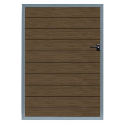 LH EP 3-2/3 ft. x 5-1/6 ft. Embossed Brown Assembly Required WPC Composite Fence Gate Kit, Keyed Lock, Post not Included