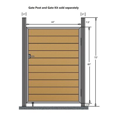 Image showing  3-2/3 x 5-1/6ft. Embossed Brown Assembly Required WPC Composite Fence Gate Kit, Keyed Lock, Post Not Included