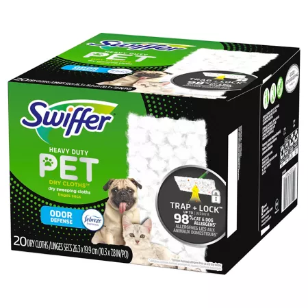 Swiffer Sweeper Pet Heavy Duty Dry Multi-Surface Wipe Refills 20 Pack Cleaning Cloths & Dusters