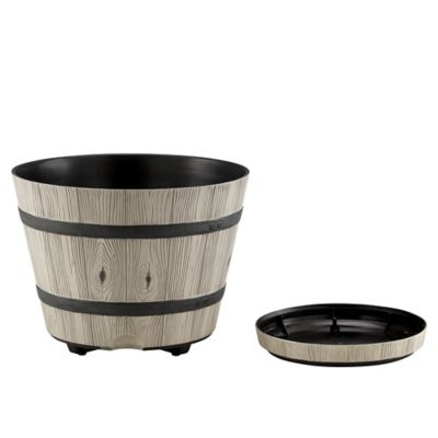 Image showing  12.7 in. Grey Whiskey Barrel