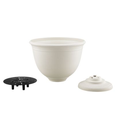 Image showing  50 lb. Plastic Urn Stone Planter, 16 in., White