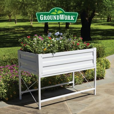 Image showing  Steel Raised Garden Bed with Stand, 48 x 26in., White
