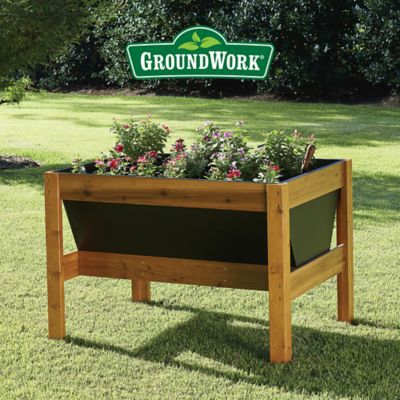 Image showing  46 x 34 in. Wooden Raised Bed Planter