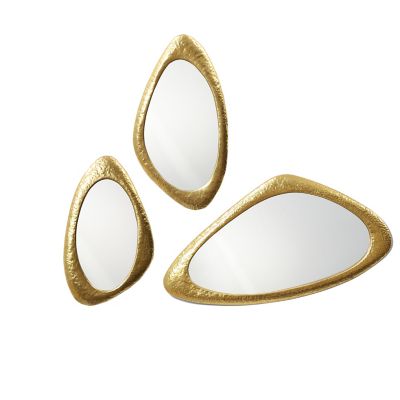 LuxenHome 3 pc. Gold Metal Frame Oblong Wall Mirror Set
