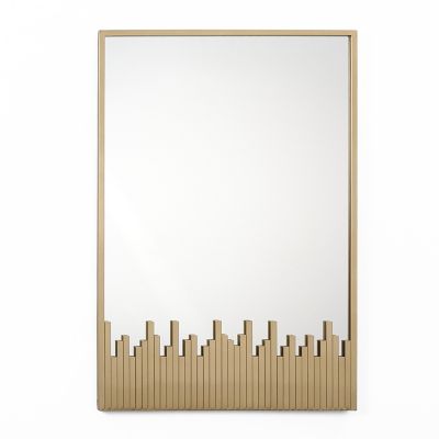 LuxenHome Cityscape Gold Metal Frame Rectangular Wall Mirror