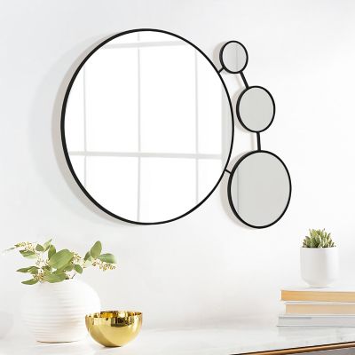 Image showing  Circles Black Metal Frame Round Wall Mirror