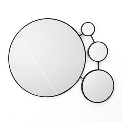 Image showing  Circles Black Metal Frame Round Wall Mirror