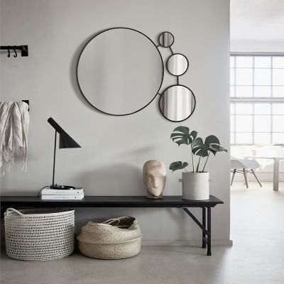 Image showing  Circles Black Metal Frame Round Wall Mirror