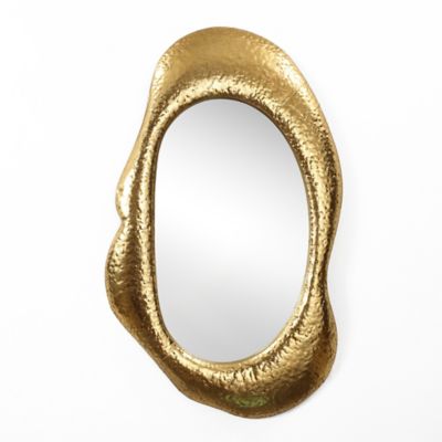LuxenHome Bright Gold Metal Frame Oblong Wall Mirror