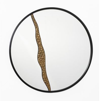 Image showing  Goldrush Black Metal Frame Round Wall Mirror