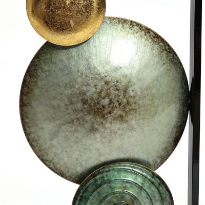 Image showing  Multi Color Circles Abstract Rectangular Metal Open Wall Decor Set, 2 pc.