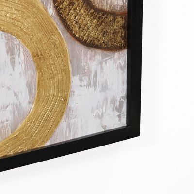 Image showing 5 th LuxenHome Gold and Brown Metal with Black Rectangle Frame Wall Decor Set, 2 pc.