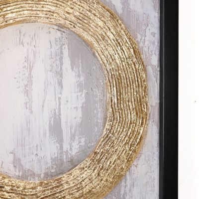 Image showing 6 th LuxenHome Gold and Brown Metal with Black Rectangle Frame Wall Decor Set, 2 pc.