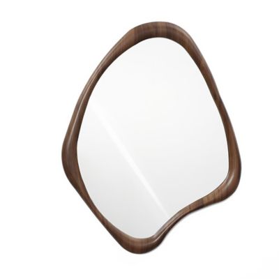 Image showing  Brown Wood Frame Decorative Wall Mirror