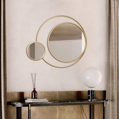 Image showing  Orbit Modern Gold Metal Frame Round Wall Mirror