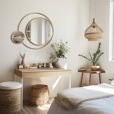 Image showing  Orbit Modern Gold Metal Frame Round Wall Mirror