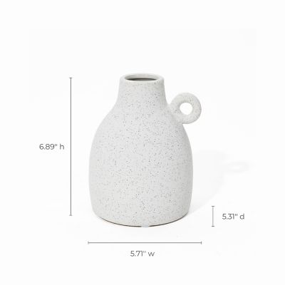 Image showing 5 th LuxenHome White Ceramic Jug Round Vase