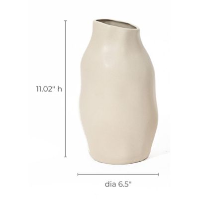 Image showing 5 th LuxenHome Ivory White Ceramic Modern Tall Vase
