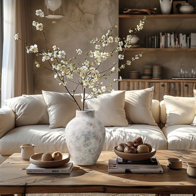 Image showing  Marble White Stoneware Table Vase