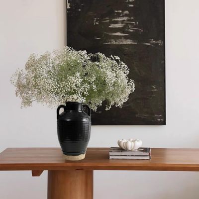 Image showing  Black Jug 10 in. Tall Terracotta Vase with Two Handles