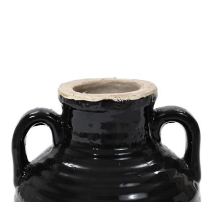 Image showing  Black Jug 10 in. Tall Terracotta Vase with Two Handles