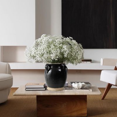 Image showing  Black Jug Round Terracotta Vase with Two Handles