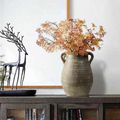 Image showing 1 th LuxenHome Rustic Farmhouse Brown Jug Terracotta Vase