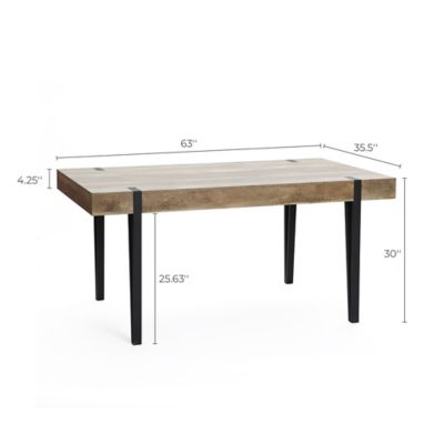 Image showing 7 th LuxenHome MDF Wood/Metal Rectangular Dining Table for 6 People, 5.25 ft. W x 2.95 ft. D, Black/Oak