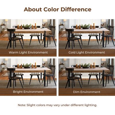 Image showing 8 th LuxenHome MDF Wood/Metal Rectangular Dining Table for 6 People, 5.25 ft. W x 2.95 ft. D, Black/Oak