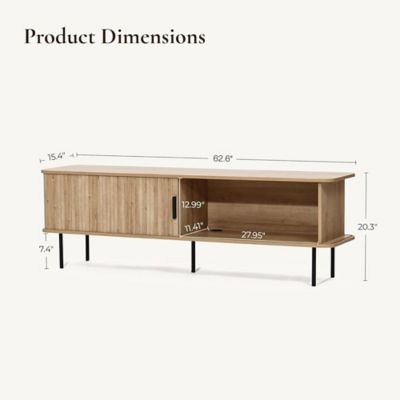 Image showing  Modern TV Stand with Storage and Slatted Sliding Doors for TVs Up to 65 in.