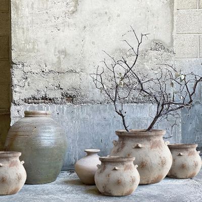 Image showing  Off White Rustic Cauldron MgO Planter Pot