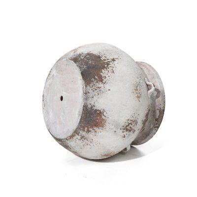 Image showing 5 th LuxenHome Off White Rustic Cauldron MgO Planter Pot