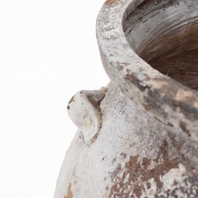 Image showing 7 th LuxenHome Off White Rustic Cauldron MgO Planter Pot