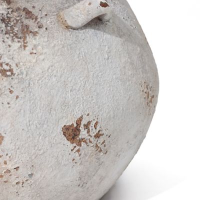 Image showing 8 th LuxenHome Off White Rustic Cauldron MgO Planter Pot