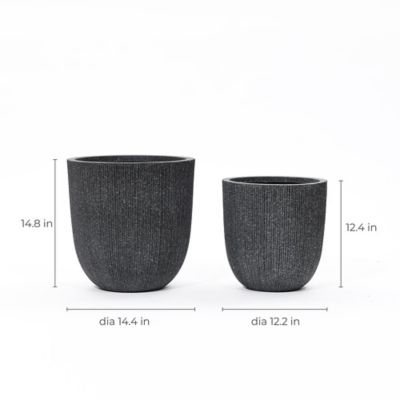 Image showing  2 pc. Tapered Round Plastic Planters Mediterranean Set