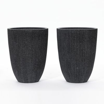 LuxenHome 2 pc. Tall Tapered Round Plastic Planters Set