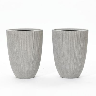 LuxenHome 2 pc. Tall Tapered Round Plastic Planters Set