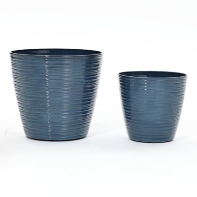 LuxenHome 2 pc. Tapered Round Plastic Planters Set