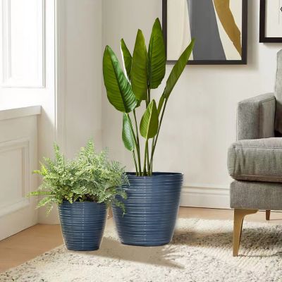 Image showing  2 pc. Tapered Round Plastic Planters Set
