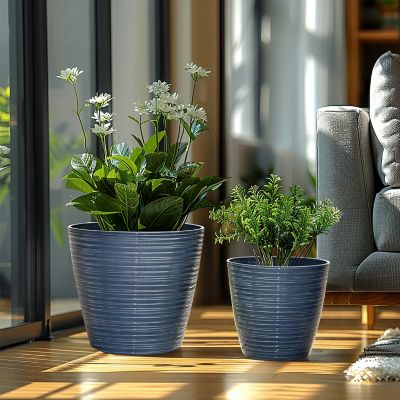 Image showing  2 pc. Tapered Round Plastic Planters Set