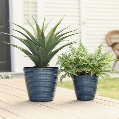 Image showing  2 pc. Tapered Round Plastic Planters Set